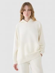 4F Bluza dresowa nierozpinana z kapturem damska - biała XL. Białe bluzy damskie 4f, xl, bez wzorów, z bawełny, z kapturem. W wyprzedaży za 79.99 zł.