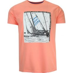T-Shirt Męski Brzoskwiniowy z Nadrukiem w Żaglówkę, Koszulka, Krótki Rękaw, U-neck. Pomarańczowe t-shirty męskie MCL, na lato, l, bez wzorów, z bawełny, casualowe, bez kołnierzyka. Za 119.00 zł.