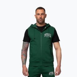 Bluza męska Pitbull Badger Hooded Vest Zip. Zielone bluzy sportowe męskie PITBULL, l, bez wzorów, z elastanu, bez kaptura, na fitness i siłownię. Za 199.99 zł.