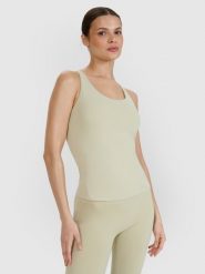 4F Top do jogi i pilatesu slim szybkoschnący damski - zielony XL. Zielone koszulki sportowe damskie 4f, xl, bez wzorów, z dzianiny, bez kołnierzyka, bez ramiączek, na fitness i siłownię. W wyprzedaży za 79.99 zł.