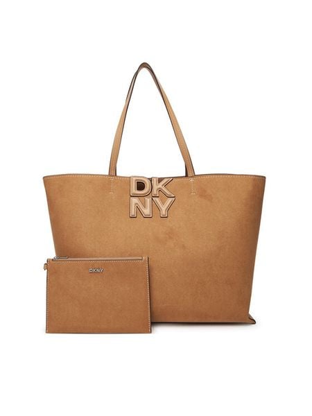 DKNY Torebka R52AMJ38 Brązowy. Brązowe torebki do ręki damskie DKNY, bez wzorów, ze skóry, bez dodatków. Za 489.99 zł.