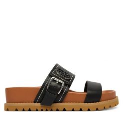 Klapki Liu Jo. Czarne klapki damskie Liu Jo, bez wzorów, bez obcasa. Za 469.99 zł.