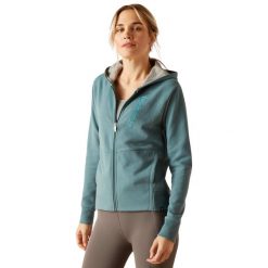 Bluza damska z kapturem Ariat Team Logo. Niebieskie bluzy damskie Ariat, bez wzorów, z bawełny, z kapturem. Za 390.50 zł.