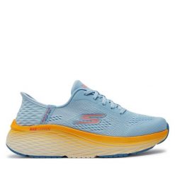 Buty do biegania Skechers. Niebieskie obuwie sportowe damskie Skechers, bez wzorów, do biegania. Za 439.99 zł.