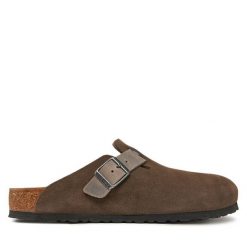 Klapki Birkenstock. Brązowe klapki męskie Birkenstock, z zamszu. Za 499.99 zł.