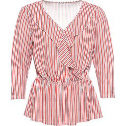 Shirt z wolantami bonprix czerwony w paski. Bluzki damskie bonprix. Za 37.99 zł.