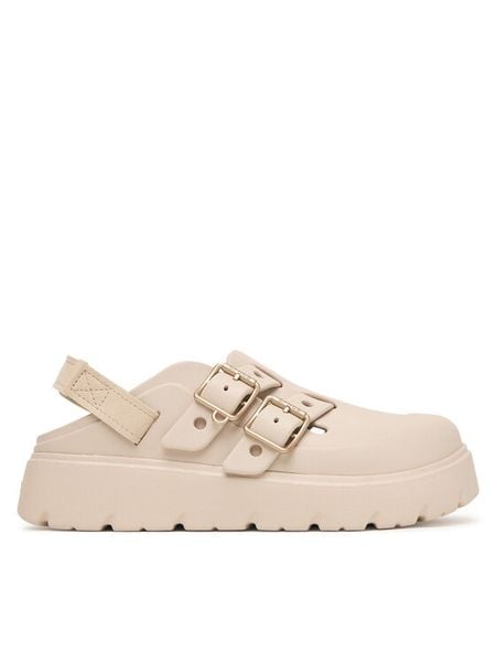 Crocs Sandały Loaferette Clog 214105 Beżowy. Brązowe sandały damskie Crocs, bez wzorów, bez obcasa, na płaskiej podeszwie, bez zapięcia. Za 319.99 zł.