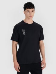 4F T-shirt oversize z nadrukiem męski - czarny XL. Czarne koszulki sportowe męskie 4f, m, bez wzorów, z bawełny, eleganckie, bez kołnierzyka. W wyprzedaży za 59.99 zł.