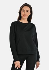 Bawełniana bluza damska z okrągłym dekoltem Teyli Ellis. Czarne bluzy damskie Teyli, l, bez wzorów, z bawełny, bez kaptura, do biegania. Za 229.99 zł.