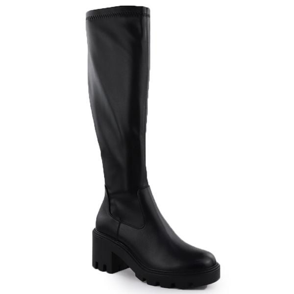 Kozaki damskie na klocku czarne Potocki SZ12533. Czarne kozaki damskie POTOCKI, ze skóry ekologicznej, bez obcasa. Za 219.99 zł.