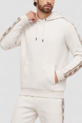 GUESS Beżowa męska bluza z lampasami Mickey. Brązowe bluzy męskie Guess, m, z aplikacjami, z bawełny, bez kaptura. W wyprzedaży za 274.99 zł.