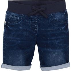 Szorty dżinsowe mid waist. Niebieskie jeansy dla dziewczynek bonprix, z dżerseju. Za 94.99 zł.