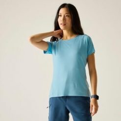 Damska koszulka z krótkim rękawem Limonite Marl. Niebieskie t-shirty damskie Regatta, bez wzorów, z elastanu, bez kołnierzyka. Za 154.00 zł.