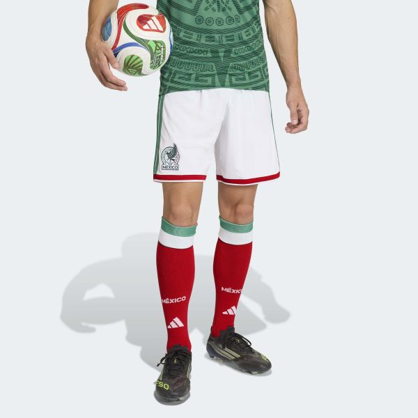 Spodenki domowe Meksyk 26. Białe krótkie spodenki sportowe męskie Adidas, l, bez wzorów, z materiału, klasyczne. Za 199.00 zł.