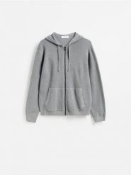 Rozpinany sweter z kapturem - ciemnoszary. Szare kardigany męskie Reserved, l, bez wzorów, z bawełny. Za 139.99 zł.