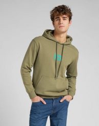 LEE TOPS' EM ALL HOODIE MĘSKA BLUZA Z KAPTUREM BRINDLE GREEN L83RSPUA 112145615. Zielone bluzy męskie Lee, l, bez wzorów, z kapturem. Za 149.99 zł.