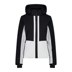 Kurtka narciarska z kapturem damska CMP. Czarne kurtki snowboardowe damskie CMP, bez wzorów, z lycry, długie, z kapturem, narciarskie. Za 906.00 zł.
