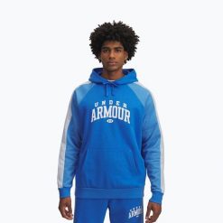 Bluza Under Armour Rival Fleece Colorblock Hoodie. Niebieskie bluzy męskie Under Armour, bez wzorów, bez kaptura. Za 169.99 zł.