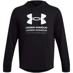 Bluza męska Under Armour UA Rival Terry Graphic Hoodie. Czarne bluzy męskie Under Armour, m, bez wzorów, bez kaptura, na fitness i siłownię. Za 139.99 zł.