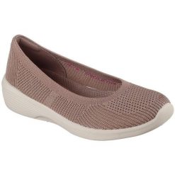Baleriny damskie Skechers Arya Fancy You. Brązowe baleriny damskie Skechers, bez wzorów, z materiału, bez obcasa. Za 390.00 zł.