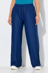 Damskie Funkcyjne spodnie treningowe szerokie nogawki elastyczny pas. Niebieskie spodnie sportowe damskie Ulla Popken, plus size, bez wzorów, z elastanu, trekkingowe. Za 223.99 zł.
