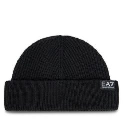 Czapka EA7 Emporio Armani. Czarne czapki i kapelusze męskie EA7 Emporio Armani, na zimę, bez wzorów. Za 239.99 zł.