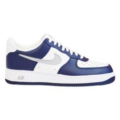 Buty męskie Nike Air Force 1 '07 Low White Navy Grey - DV3501-400. Niebieskie buty sportowe męskie Nike, bez zapięcia, do koszykówki, Nike Air Force. Za 776.50 zł.