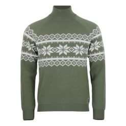 Sweter z wysokim dekoltem Peak Mountain Clyde. Zielone swetry przez głowę męskie Peak Mountain, bez wzorów, bez kołnierzyka. W wyprzedaży za 286.50 zł.