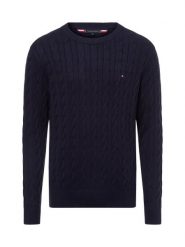 Tommy Hilfiger sweter Mężczyźni drobna dzianina niebieski, L. Niebieskie swetry przez głowę męskie Tommy Hilfiger, l, bez wzorów, z bawełny, bez kołnierzyka. Za 499.95 zł.