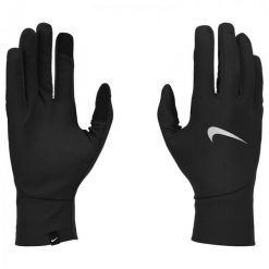 NIKE Rękawiczki do biegania damskie W Pacer Lightweight RG black/black/silver-S. Czarne rękawiczki damskie Nike, bez wzorów, z materiału, sportowe. Za 73.40 zł.