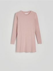 Koszula nocna z wiskozą - brudny róż. Czerwone koszule nocne damskie Reserved, l, bez wzorów, z dzianiny. W wyprzedaży za 49.99 zł.