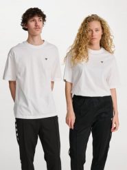 Koszulka Hummel Loose Bee. Białe koszulki sportowe damskie Hummel, m, z aplikacjami, z bawełny, bez kołnierzyka, bez ramiączek, na fitness i siłownię. Za 155.70 zł.