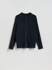 Rozpinany sweter z wiskozą - granatowy. Niebieskie kardigany męskie Reserved, l, bez wzorów, z dzianiny. Za 159.99 zł.