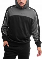 Bluza Męska Z Kapturem Fila Luźna Sportowa Dresowa Treningowa Hoodie. Czarne bluzy męskie Fila, l, bez wzorów, z dresówki, z kapturem, trekkingowe. Za 210.99 zł.