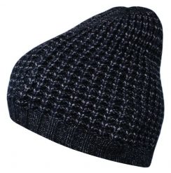 Granatowa Jesienno-Zimowa Męska Czapka, Ciepła - Pako Jeans- Melanż, Robiona na Drutach. Niebieskie czapki i kapelusze męskie Pako Jeans, na zimę, bez wzorów, z jeansu, sportowe. Za 24.90 zł.