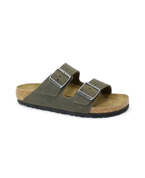 Klapki damskie Birkenstock 1027039. Zielone klapki damskie Birkenstock, bez wzorów, z materiału, bez obcasa. Za 786.00 zł.