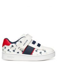 Geox Sneakersy B Eclyper B455LA 000BC C0050 Biały. Białe buty sportowe chłopięce Geox, bez wzorów, ze skóry, bez zapięcia. Za 109.99 zł.
