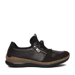 Sneakersy Rieker. Brązowe półbuty damskie Rieker, bez wzorów, bez obcasa, na płaskiej podeszwie, bez zapięcia. Za 359.99 zł.