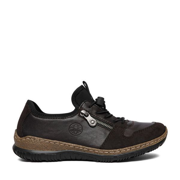 Sneakersy Rieker. Brązowe półbuty damskie Rieker, bez wzorów, bez obcasa, na płaskiej podeszwie, bez zapięcia. Za 359.99 zł.