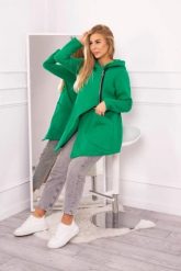Bluza ocieplana z asymetrycznym suwakiem jasno zielona. Zielone bluzy damskie KESI, l, bez wzorów, z bawełny, bez kaptura. Za 238.37 zł.