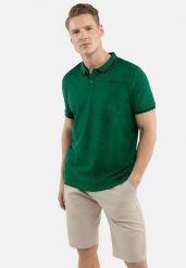 Koszulka polo O-SALLY. Zielone koszulki polo męskie Volcano, m, bez wzorów, z bawełny, klasyczne, bez ramiączek. Za 109.99 zł.