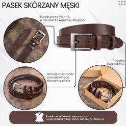Pasek męski skórzany premium z klasyczną klamrą elegancki brązowy 130 cm Paolo Peruzzi PG-09-BR-130. Brązowe paski damskie bez wzorów, ze skóry, eleganckie. Za 64.00 zł.