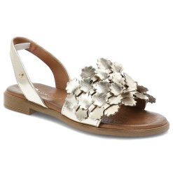 Sandały damskie Armodo, cholewka ze skóry naturalnej licowej z paskiem wokół pięty odkryty przód na płaskiej podeszwie, złote, 40468. Żółte sandały damskie Armodo, bez wzorów, ze skóry, bez obcasa, na płaskiej podeszwie, bez zapięcia. Za 319.00 zł.