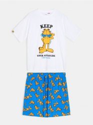 Bawełniana piżama dwuczęściowa Garfield - wielobarwny. Piżamy męskie Sinsay, l, bez wzorów, z bawełny, bez ramiączek. Za 45.99 zł.