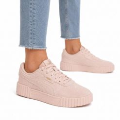 Buty damskie sportowe do chodzenia Puma CARINA 3.0 SD. Czerwone obuwie sportowe damskie Puma, bez wzorów, z jeansu, trekkingowe. Za 209.00 zł.