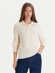 Lacoste Sweter AF4010 Écru Regular Fit. Swetry damskie Lacoste, bez wzorów, z wełny, bez kołnierzyka, bez ramiączek, bez kaptura. Za 869.99 zł.