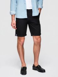 Klasyczne męskie szorty chino z podwiniętą nogawką - czarne V9 - Rozmiar: M. Czarne szorty męskie Ombre Clothing, na lato, m, bez wzorów, z bawełny, eleganckie. W wyprzedaży za 99.99 zł.