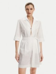 Max Mara Beachwear Kombinezon Canard 2516241019 Biały Regular Fit. Białe sukienki damskie Max Mara Beachwear, bez wzorów, z bawełny, bez kołnierzyka, bez ramiączek. Za 819.99 zł.