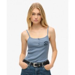 Istotny top cami z guzikami. Niebieskie bielizna termoaktywna damska Superdry., bez wzorów, z bawełny, bez ramiączek. W wyprzedaży za 117.70 zł.