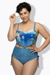 Damskie Bikini wakacje miękkie miseczki regulowane ramiączka z recyklingu. Niebieskie bikini damskie Ulla Popken, plus size, bez wzorów, plus size. Za 191.99 zł.